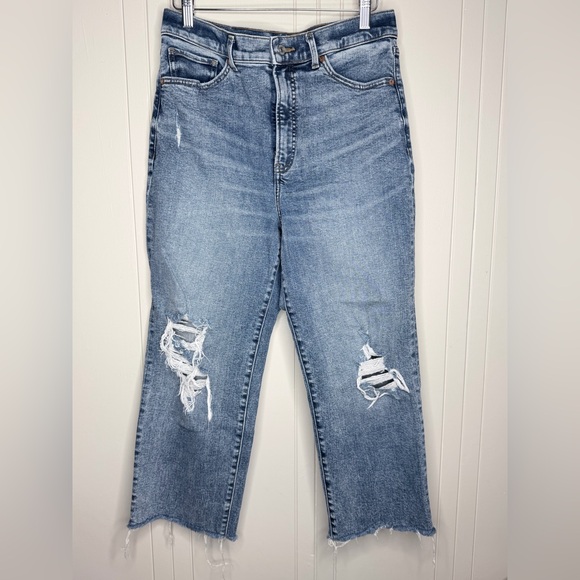 Express Super High Waisted Ripped Modern Straight Jeans - Picture 4 of 9
